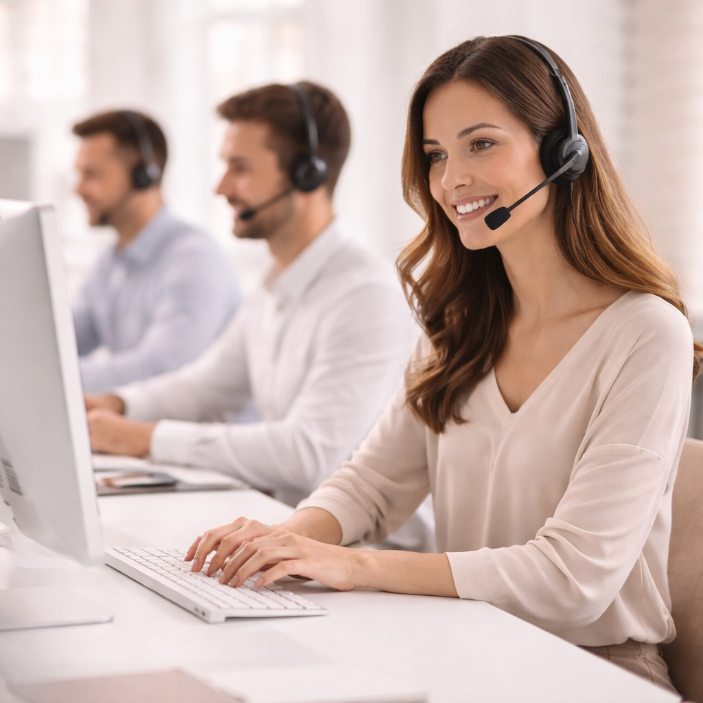 Équipe de support client dans un bureau moderne
